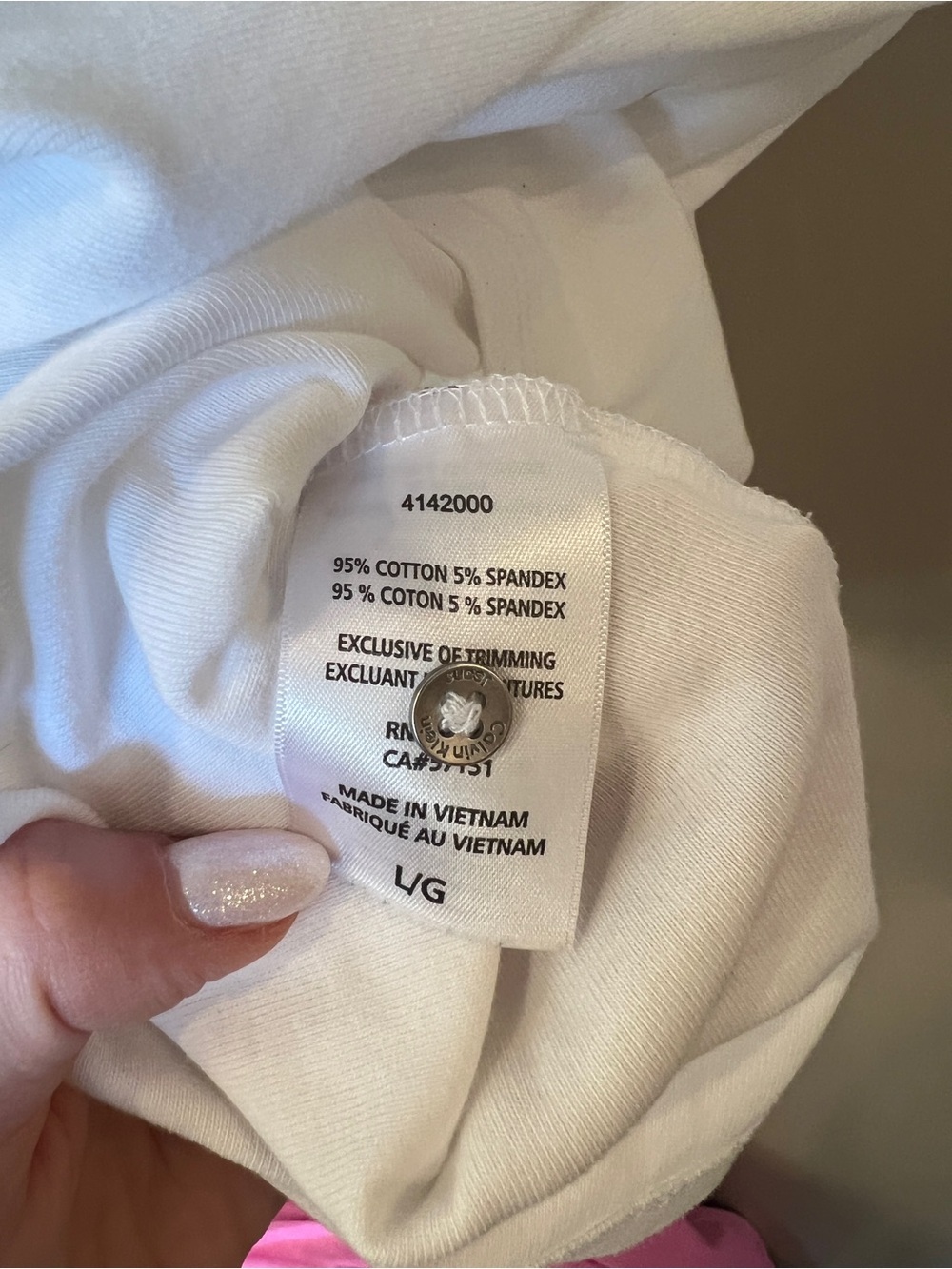 Calvin Klein Jeans White Henley Tee Short Sleeve Stretch Top L - Picture 6 of 8